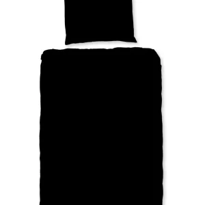 Zwart Microfiber Dekbedovertrek 135x200 cm - Effen Design - 1 Persoons - Inclusief Kussensloop